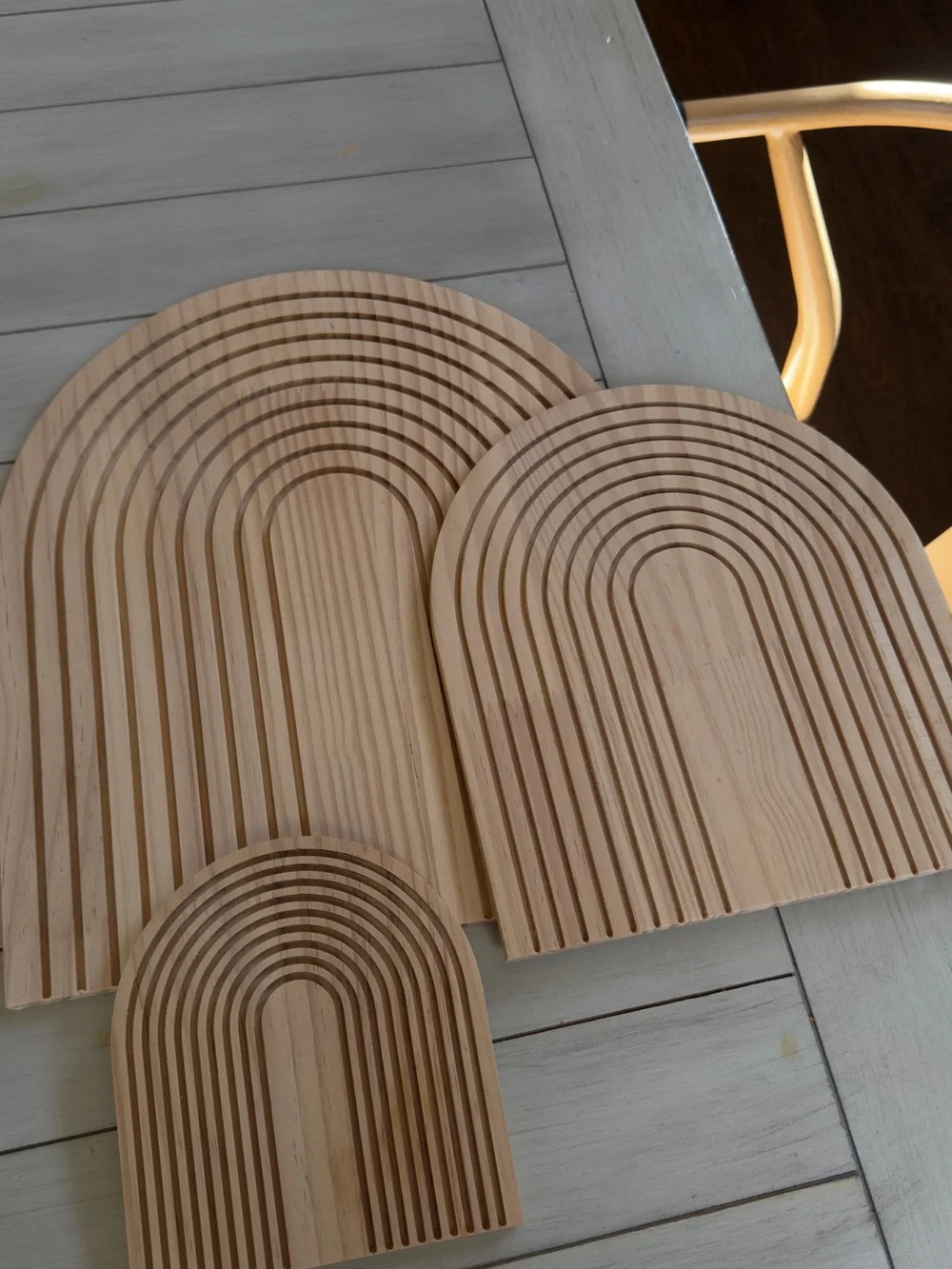 Natural Wood Arch Wall Decor Trio - Neutral Wood Accent